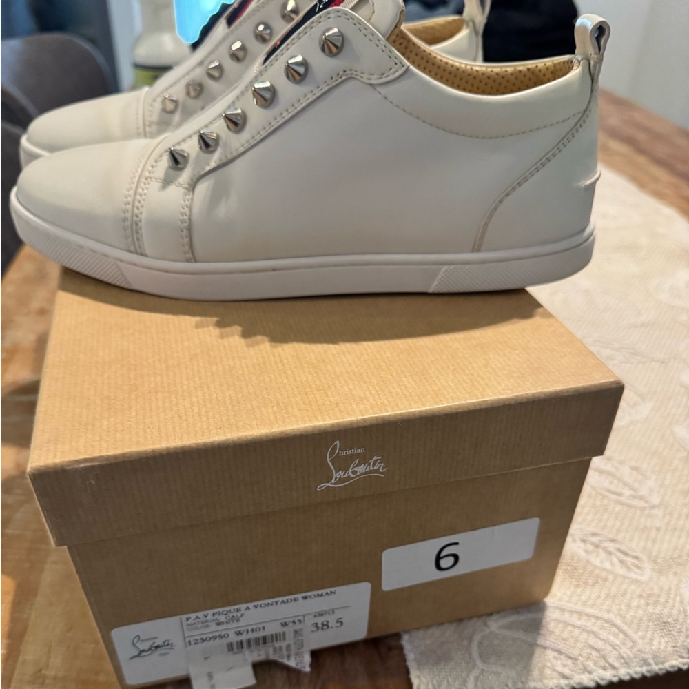 Christian Louboutin Cream Studded Sneakers